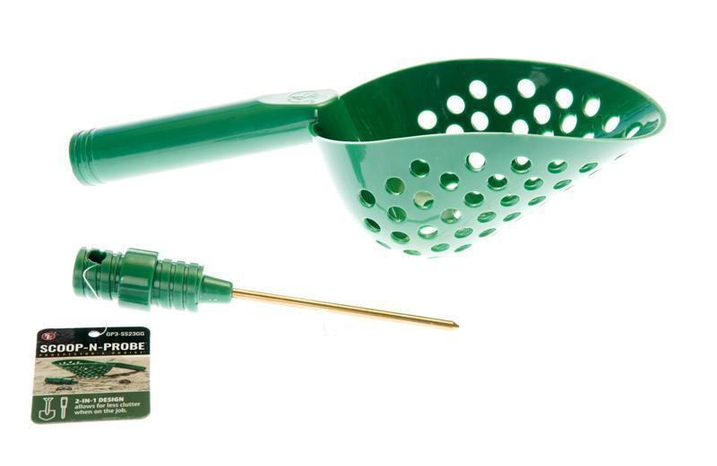 14-Inch Sand Scoop with Hole & Brass Probe For Gold Panning and Metal Detecting- 2 Color Options